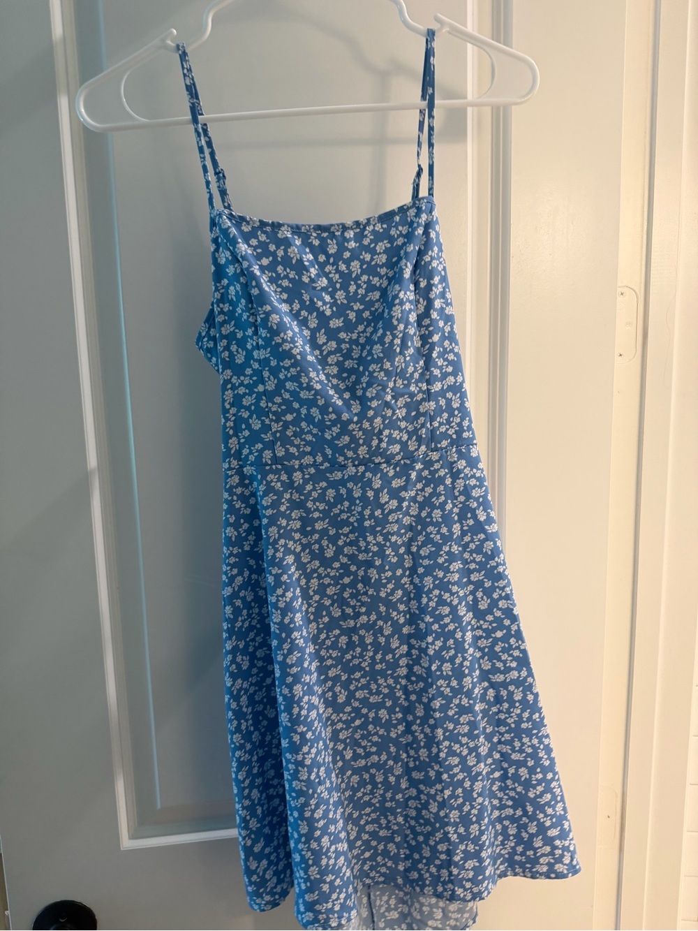SHEIN Blue Mini Dress with White Floral Print